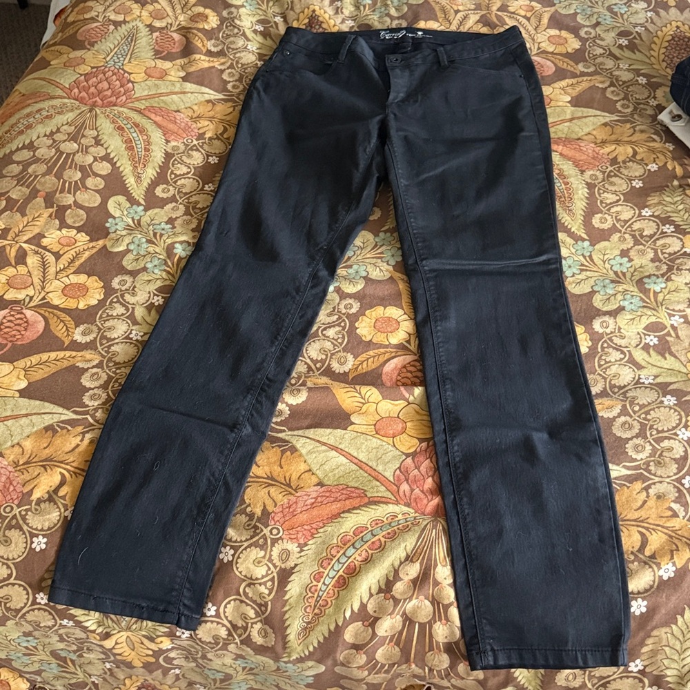 Tom Tailor Ladies'‎ Jeans Pants Carrie Slim Stretch Black Coated No Size Tag